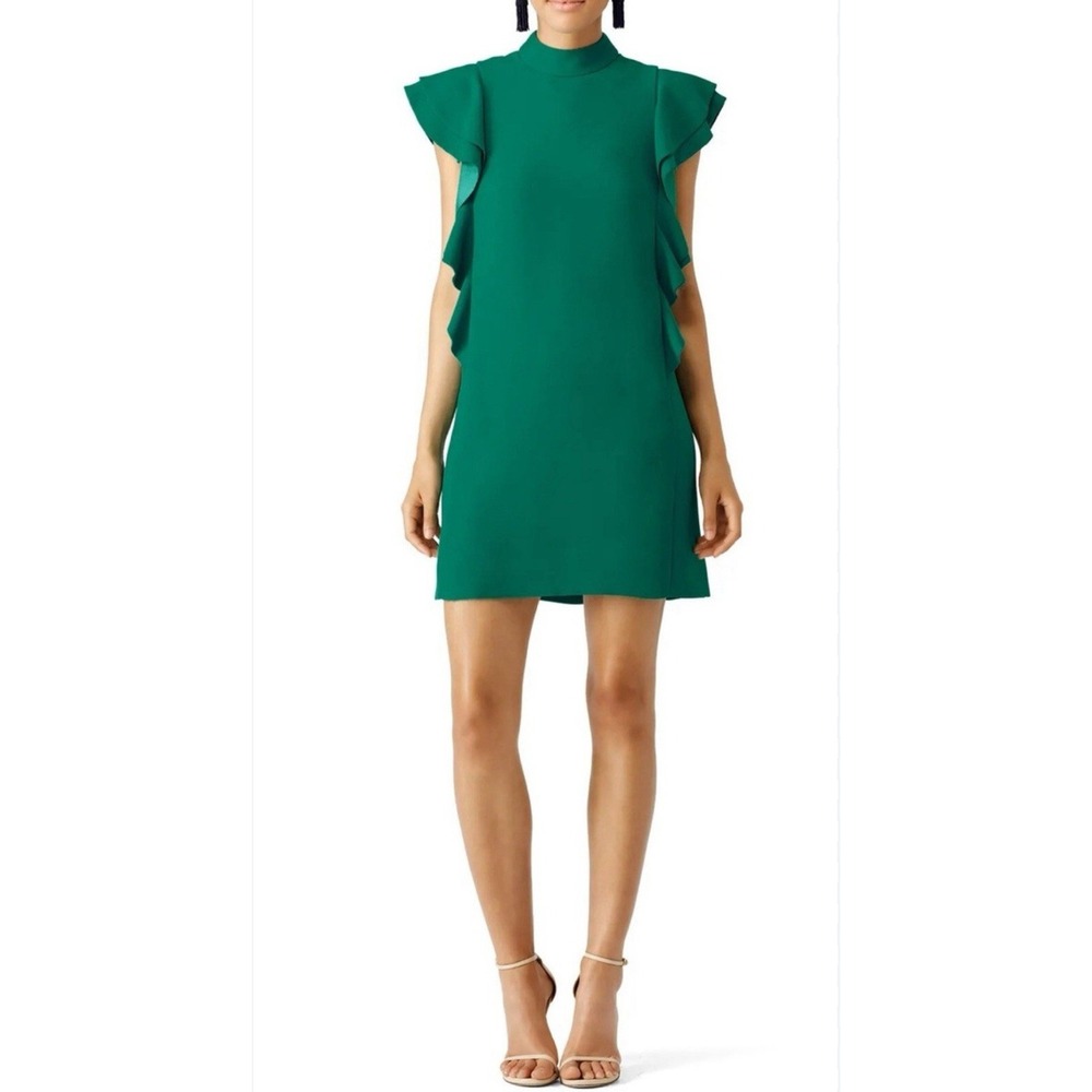 Kate Spade NY Emerald Green Satin Crepe Flutter Sleeve Shift Dress Size 12‎ $398